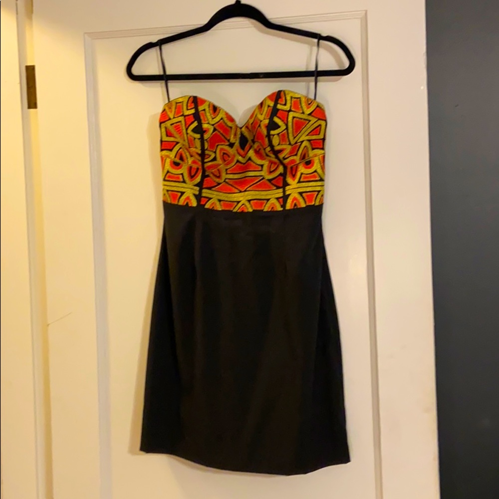 Multi color strapless dress